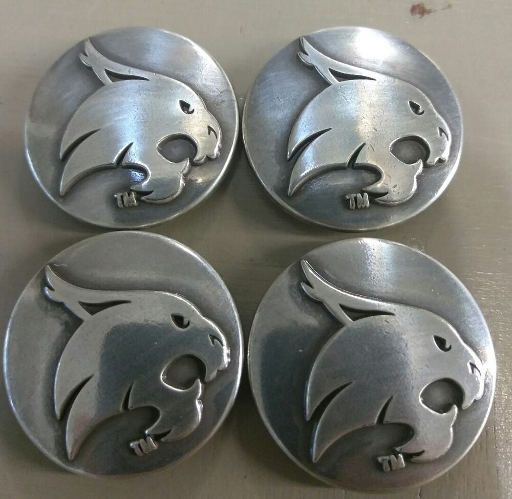 Lot of 4 Texas State University Bobcat Conchos with Screws 1 1/8" Wide